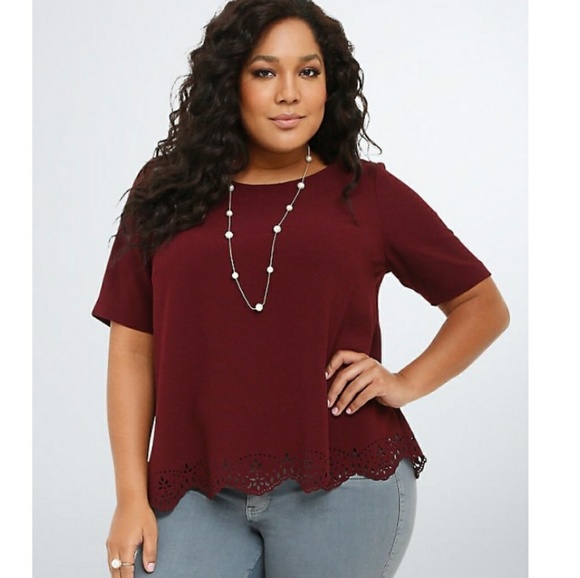 torrid Tops - Torrid CREPE LASER CUT BLOUSE